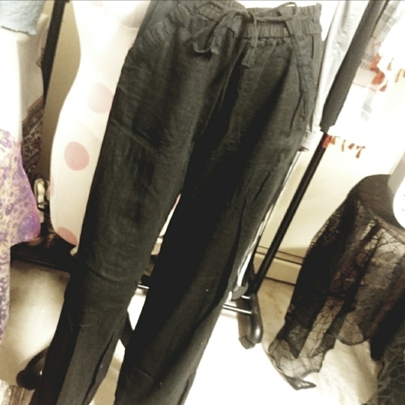 🎀 Maurices Black Wide Leg Linen Palazzo Pants EUC - Picture 1 of 12